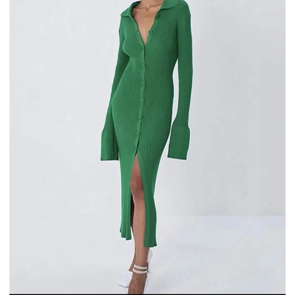 shell sleeve ribbed button down maxi dress Shell Sleeve Ribbed Buttons Down Maxi Dress